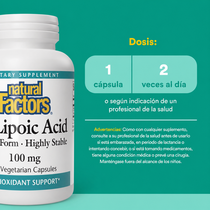 Acido R-Lipoico 100 mg (60 vcap), Natural Factors