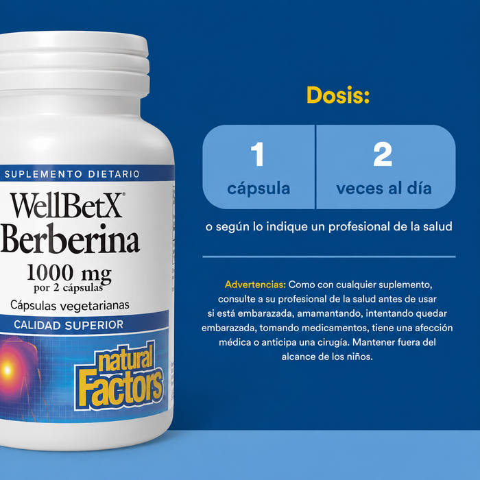 WellBetX® Berberina 1000 mg (60 vcap), Natural Factors
