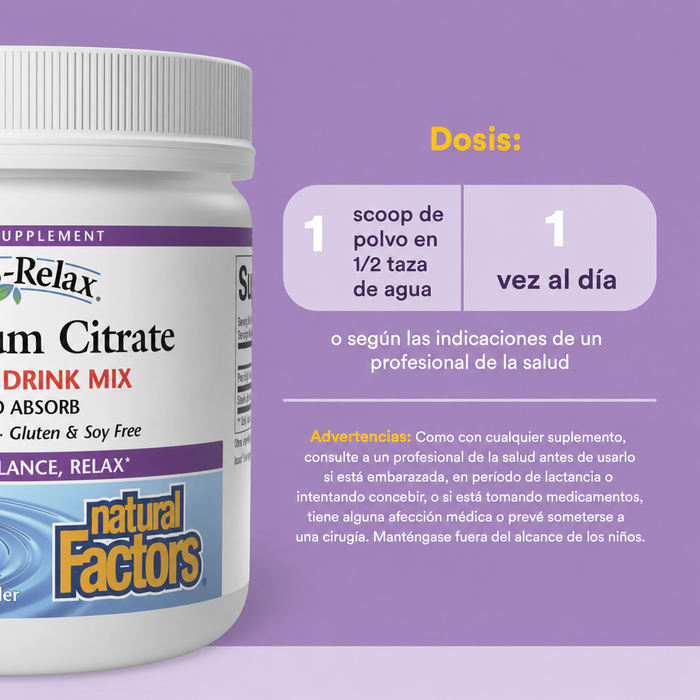 Citrato de Magnesio Sabor Tropical Mix Stress-Relax® (8.8 oz 250 g), Natural Factors