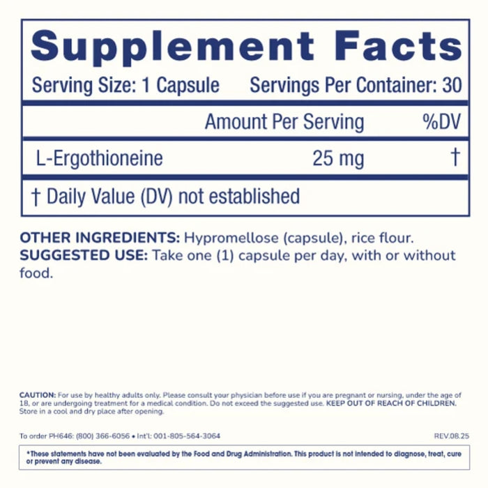 L-Ergothioneine 25 mg (30 caps), Prohealth