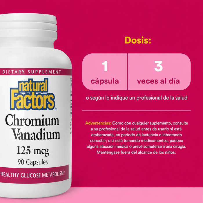 Cromo 100 mcg & Vanadio 25 mcg (90 caps), Natural Factors