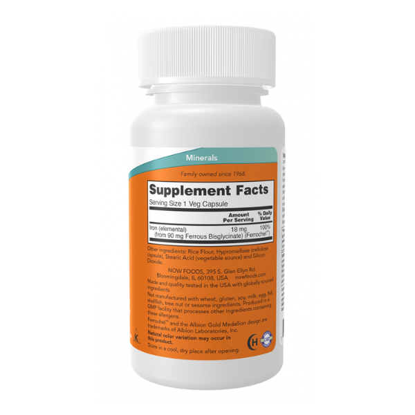 Iron 18 mg (120 VegCaps) / Iron 18 mg Bisglycinate. No constipation.