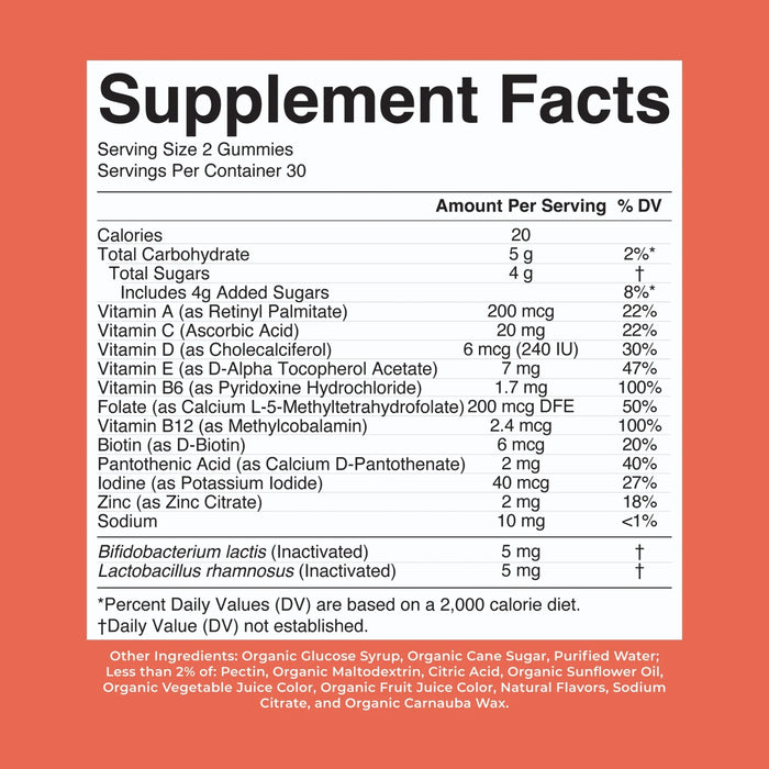 Kids Organic Multivitamin + Postbiotic Gummies/kids multi + posbiotic organic gummies/60 Mary Ruths Gummies