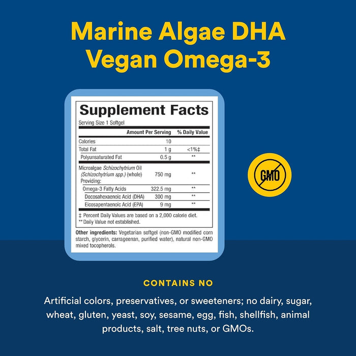 DHA 750 mg Alga Marina Omega-3 Vegano Whole Earth & Sea® (30 softgels), Natural Factors