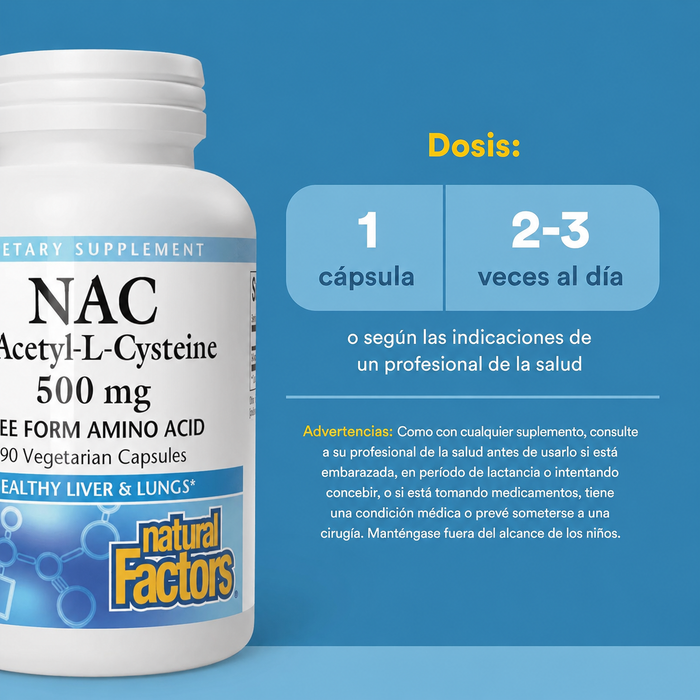 NAC N-Acetil-L-Cisteina 500 mg (90 vcap), Natural Factors