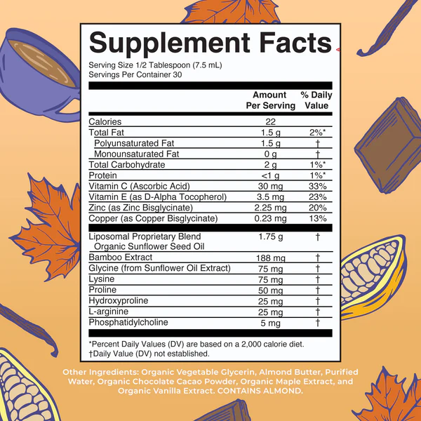 Potenciador de Colageno Vegano Liposomal Sabor Chocolate Caliente con Maple, Liquido (7.6 fl oz 225 ml), Mary Ruth's