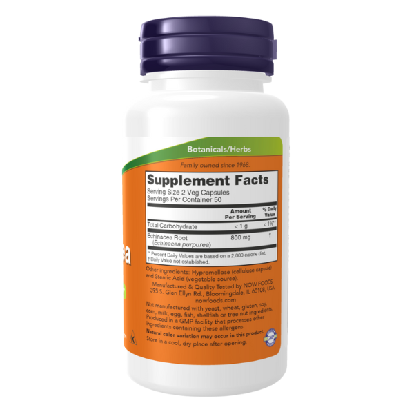 Equinácea 400 mg para la Salud del Sistema Inmunológico (100 cápsulas vegetales) | NOW
