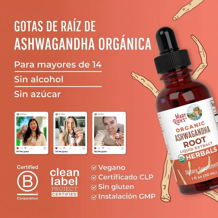 Raiz de Ashwagandha Organica 30 ml (1 fl oz), Mary Ruth's