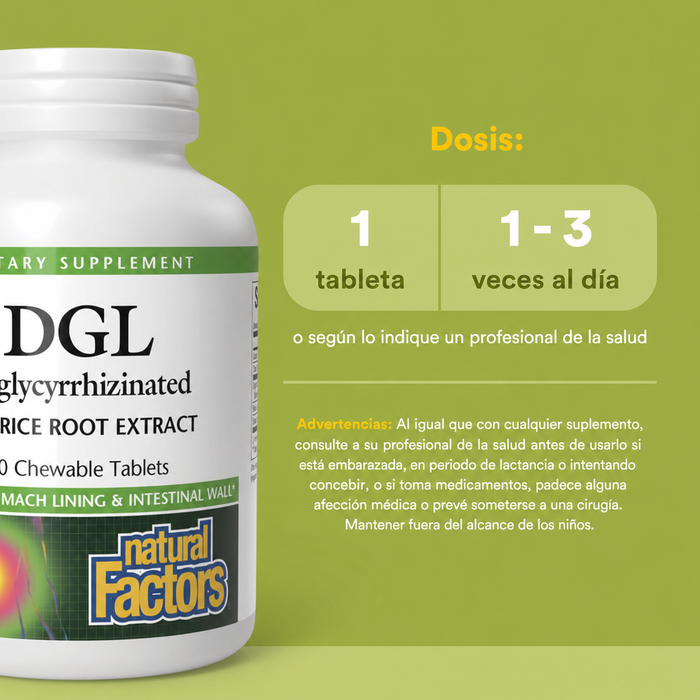 DGL, Apoyo Digestivo (90 tabs masticables), Natural Factors