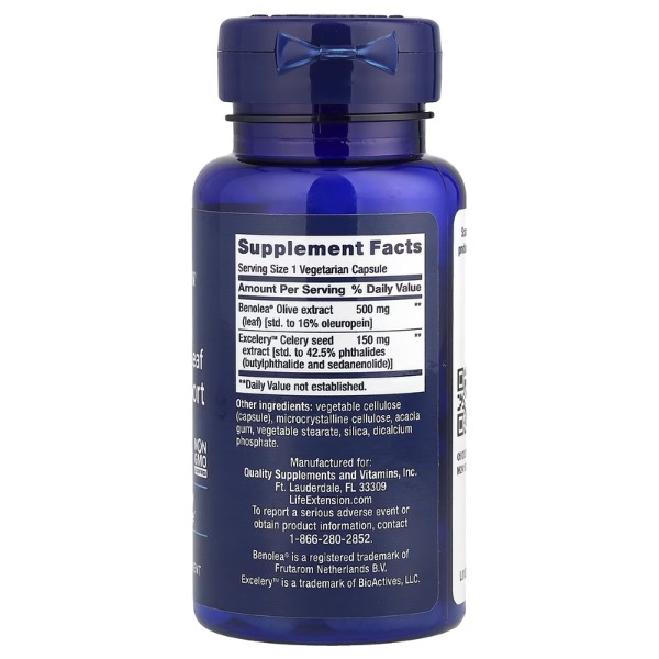 Soporte Vascular Avanzado con Hojas de Olivo (60 veg caps), Life Extension
