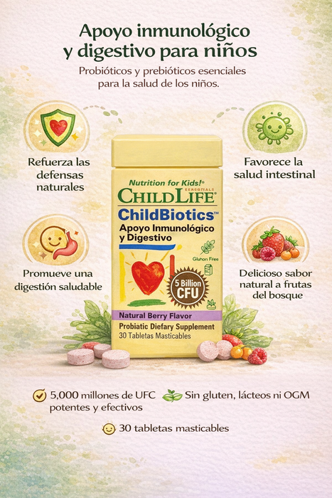 Childbiotics para la Salud Inmunológica y Digestiva de Niños (30 tabletas masticables) | Child Life