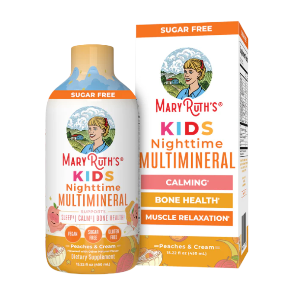 Multimineral Nocturno para Niños Sabor Durazno Cremoso, Liquido (15.22 fl oz 450 ml), Mary Ruth's