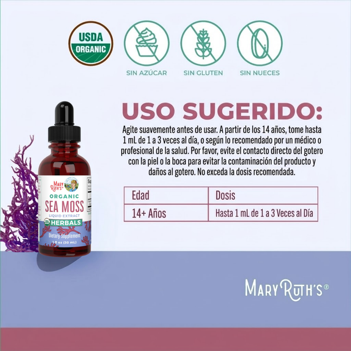Musgo Marino Orgánico, Liquido 30 ml (1 fl oz), MaryRuth's