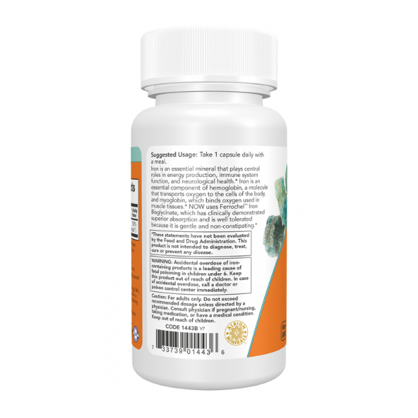 Iron 18 mg (120 VegCaps) / Iron 18 mg Bisglycinate. No constipation.