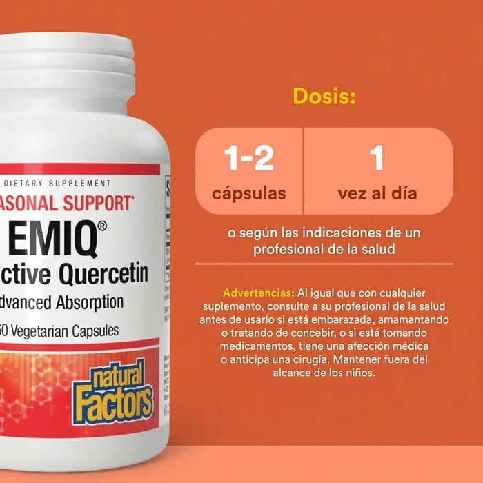 Quercetina Bioactiva EMIQ® (60 veg caps), Natural Factors