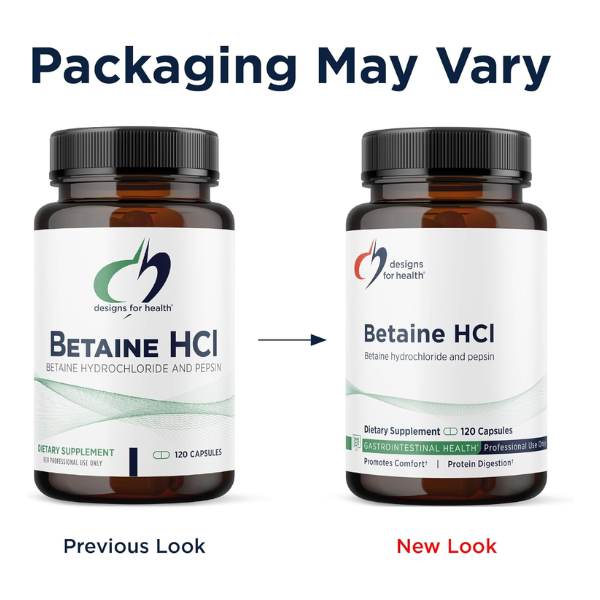 Betaina HCl 750 mg con Pepsina (120 caps), Designs for Health