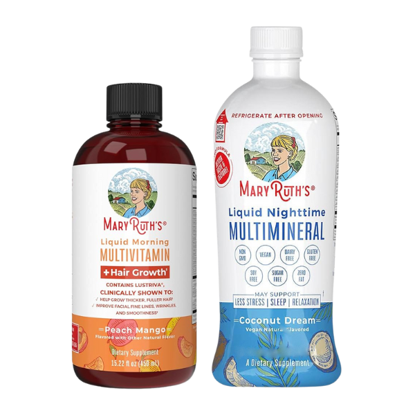 KIT #2 Multivitaminico Matutino con Crecimiento del Cabello + Multimineral Nocturno, Mary Ruth's