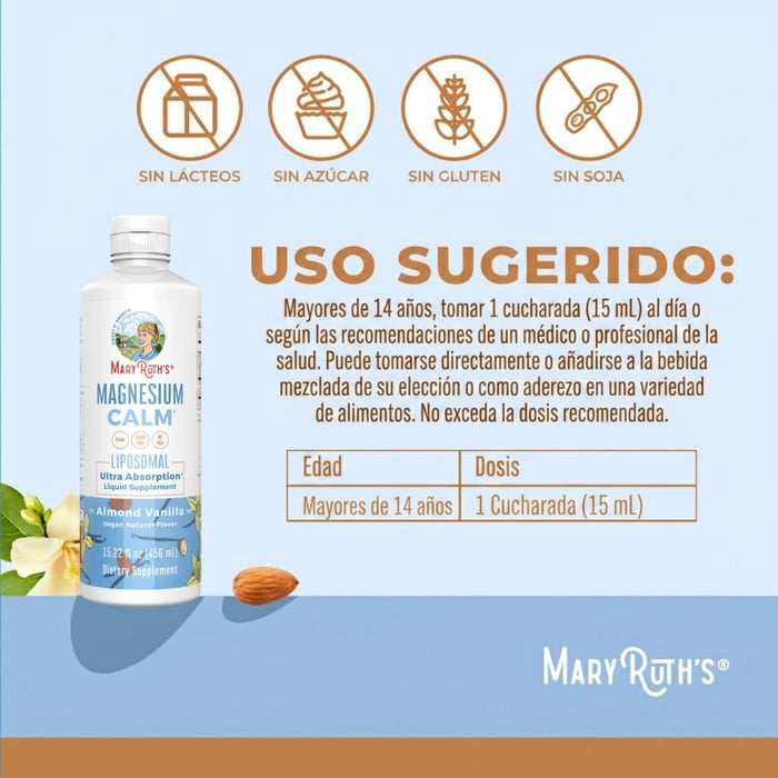 Magnesio Liposomal Sabor Almendra y Vainilla 450 ml (15.22 fl oz), Mary Ruth's