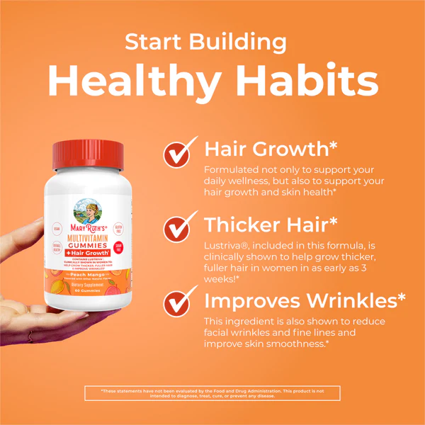 Multivitaminico + Crecimiento del Cabello (60 gomitas), Mary Ruth's
