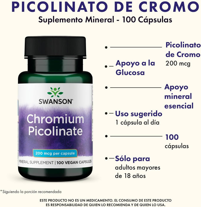 Swanson Premium - Chromium Picolinate 100cap of 200mcg