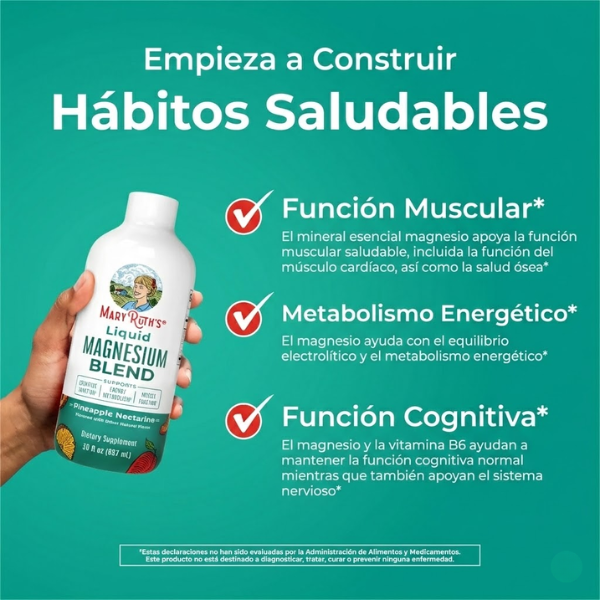 Magnesio Sabor Piña-Necterina (30 oz 887 ml), MaryRuth's