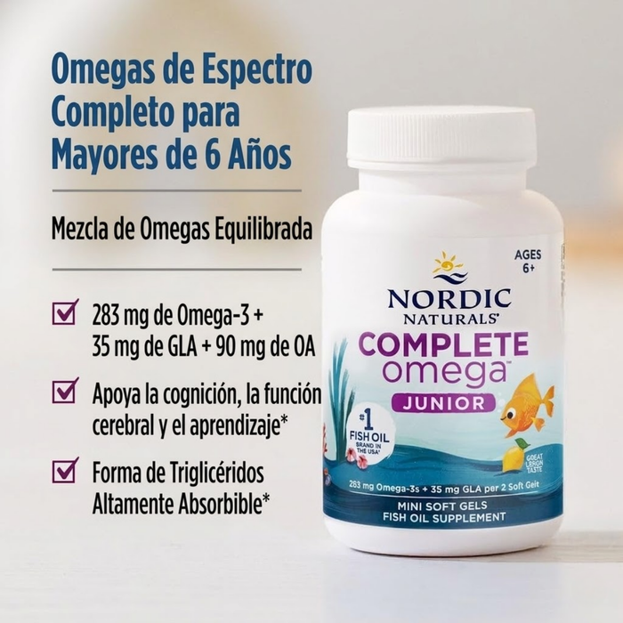 Omega 3-6-9 para Niños, Complete Omega Junior (90 mini softgels), Nordic Naturals