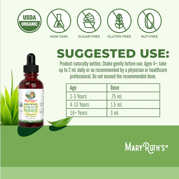 Probiotico Organico, Liquido (2 fl oz 60 ml), Mary Ruth's