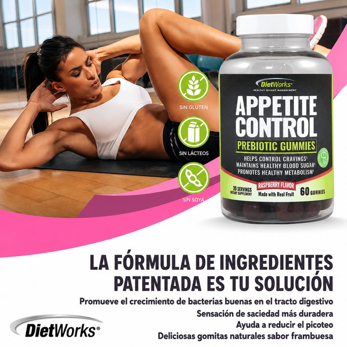 Prebiótico para Control de Apetito Sabor Frambuesa Dietworks® (60 gomitas), Windmill