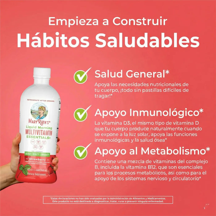 Multivitaminico Matutino Sabor Fresa, Liquido 946 ml (32 fl oz), Mary Ruth's