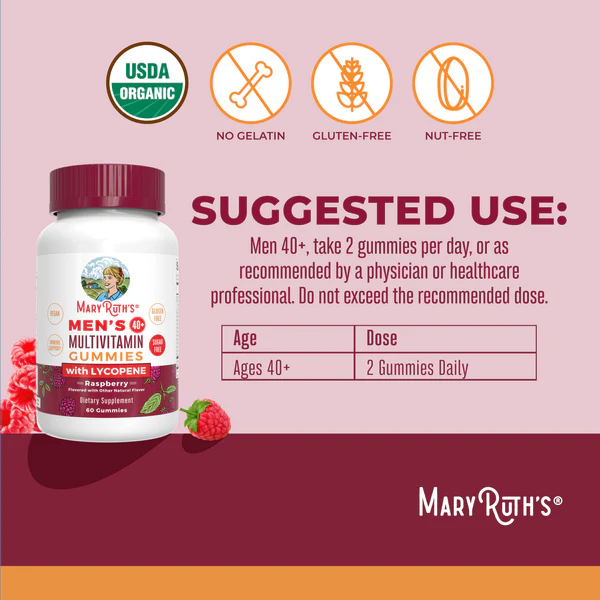 Multivitaminico Para Hombres Mayores De 40 Años (60 gomitas), Mary Ruth´s