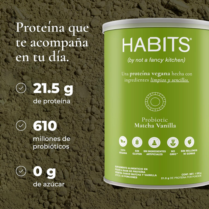 Proteína Probiótica Sabor Matcha Vainilla (488 g), Habits