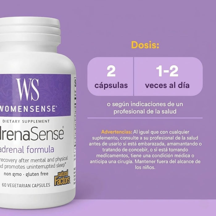 AdrenaSense® con Adaptógenos para la Salud Suprarrenal Femenina (60 cápsulas) | Natural Factors