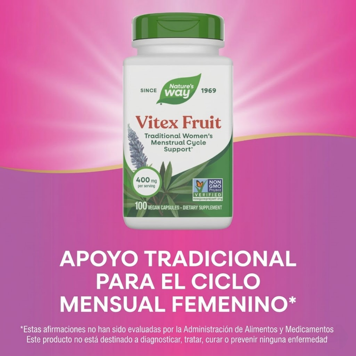 Vitex 400 mg para la Salud Menstrual (100 cápsulas vegetales) | Nature's Way