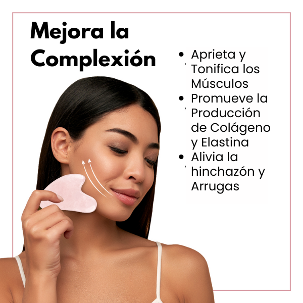 Gua Sha de Cuarzo Rosa Contour 100% Natural, Lindo