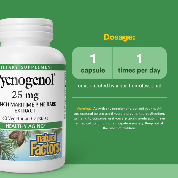 Extracto de Corteza de Pino Pycnogenol® 25 mg (60 vegcaps), Natural Factors