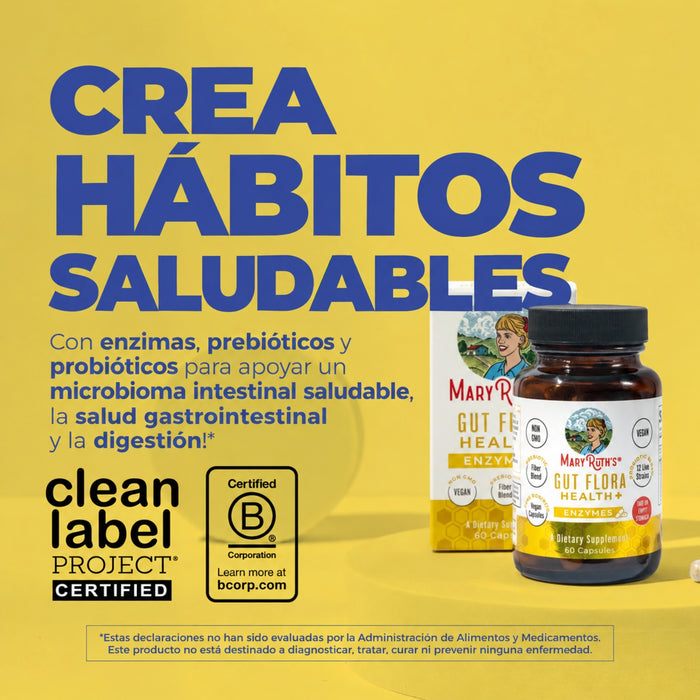 Kit #32 Gut Flora Health Probiótico + Prebiótico+ Enzimas (2 pack), MaryRuth's