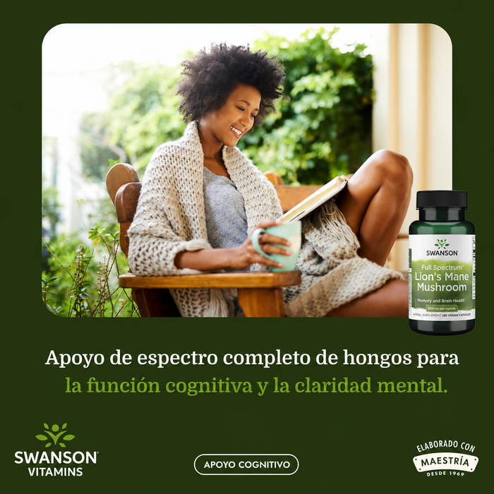 Swanson Fungus Mane de León 50mg (60 CAPS)/ Lion's mane Mushroom