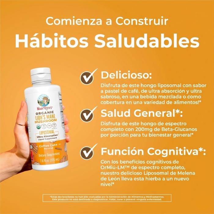 Hongo de Melena de León Orgánico Liposomal (7.6 oz 225 ml), MaryRuth's