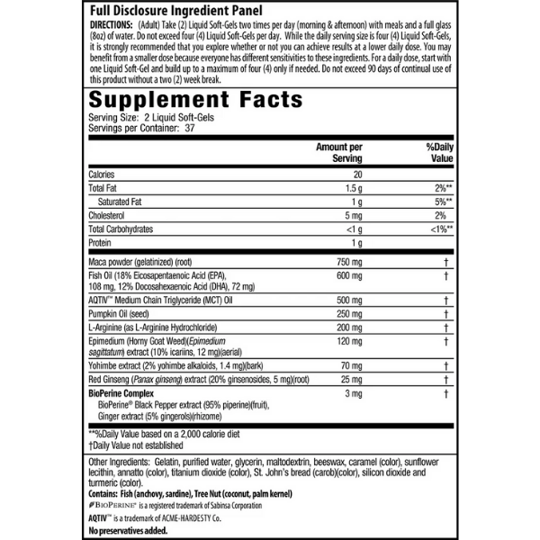 Steel Libido X2 Maca y L-Arginina (75 softgels), Irwin Naturals