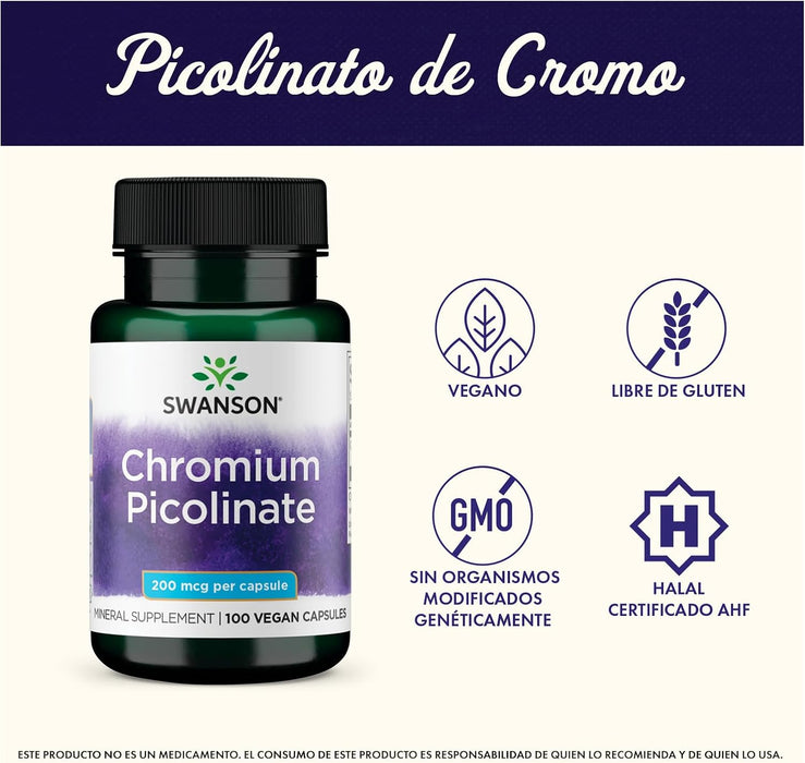 Swanson Premium - Chromium Picolinate 100cap of 200mcg