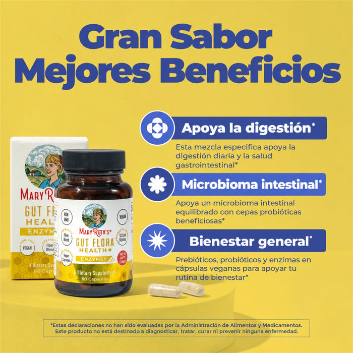 Kit #32 Gut Flora Health Probiótico + Prebiótico+ Enzimas (2 pack), MaryRuth's