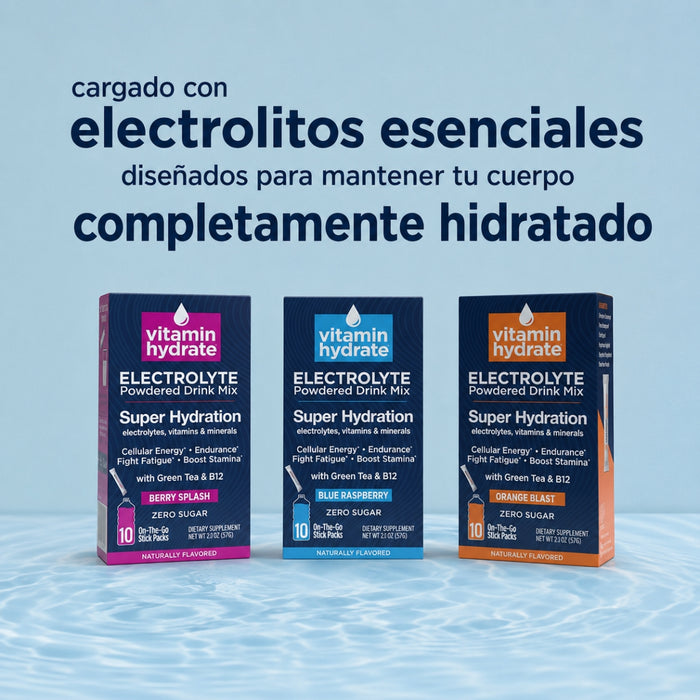 Electrolitos para Hidratación Sabor Mora Azul vitaminhydrate™ (10 packs), Windmill