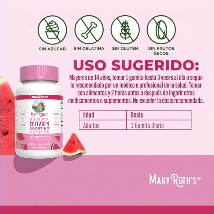 Potenciadoras de Colágeno Sabor Sandia (90 gomitas), MaryRuth's