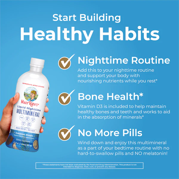 Multimineral Nocturno Sabor Coco, Liquido (15,22 oz o 450 ml), Mary Ruth's