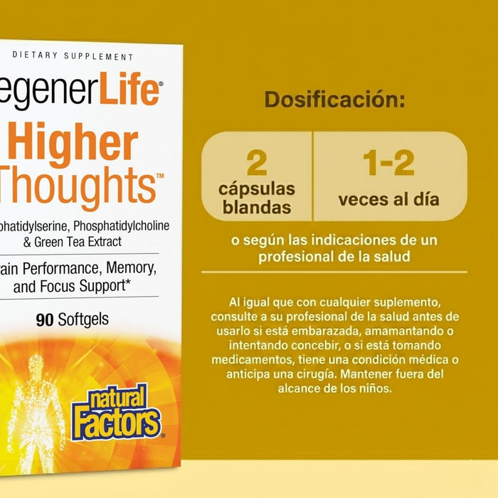 3 Brains® Higher Thoughts® Salud Cognitiva y Cardiovascular (90 softgels), Natural Factors