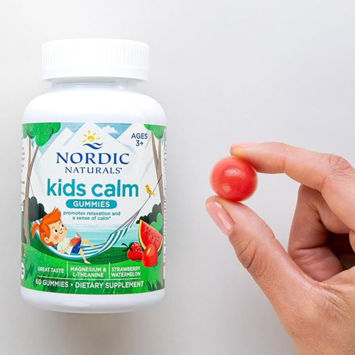 Magnesio para niños, Kids Calm Sabor Fresa-Sandía (60 gomitas), Nordic Naturals