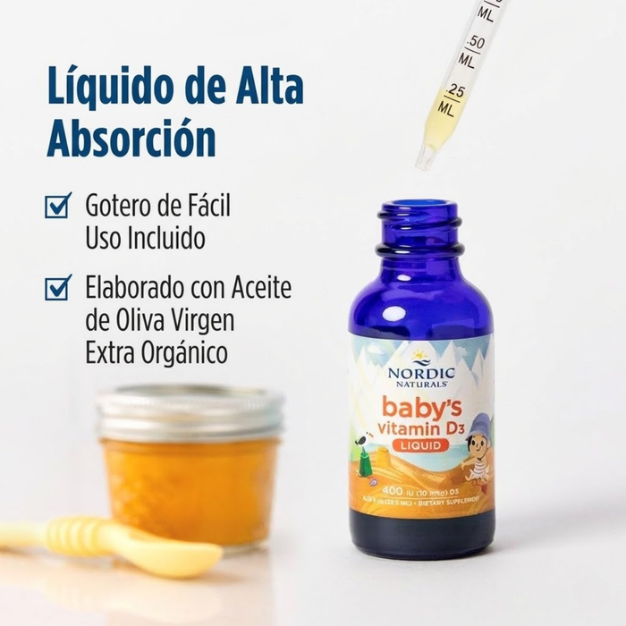 Vitamina D3 para Bebés 400 IU 22.5 ml (0.76 fl oz), Nordic Naturals