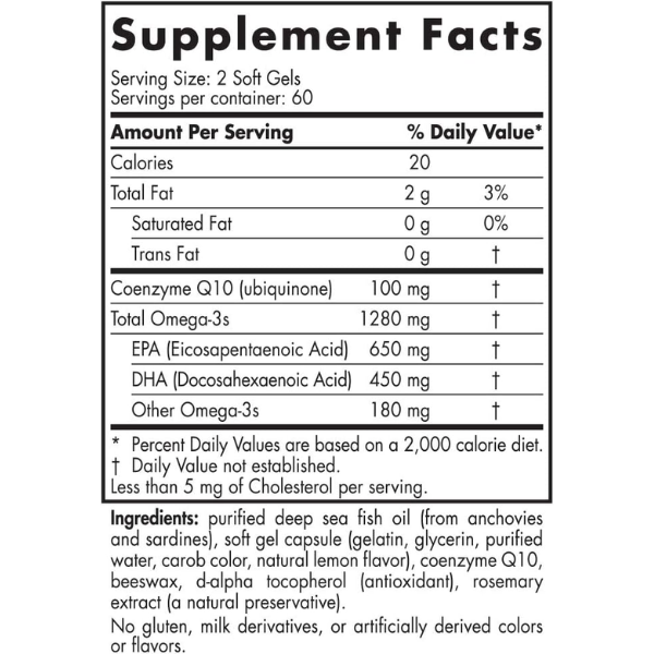 Pro-Omega® CoQ10 EPA 650 mg DHA 450 mg CoQ10 100 mg (120 softgels), Nordic Naturals