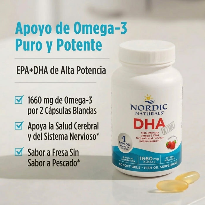 DHA Xtra Sabor Fresa 1660mg (60 sofgtels), Nordic Naturals