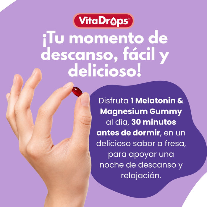 Melatonina y Magnesio Sabor Fresa VitaDrops™ (60 gomitas), Windmill